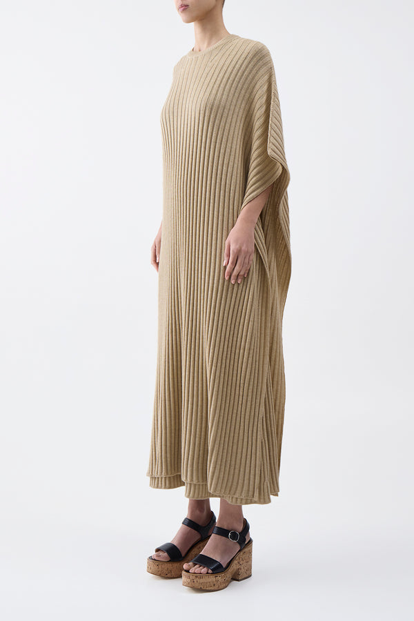 Gabriela Hearst Taos Knit Poncho In Hay Merino Wool Cashmere