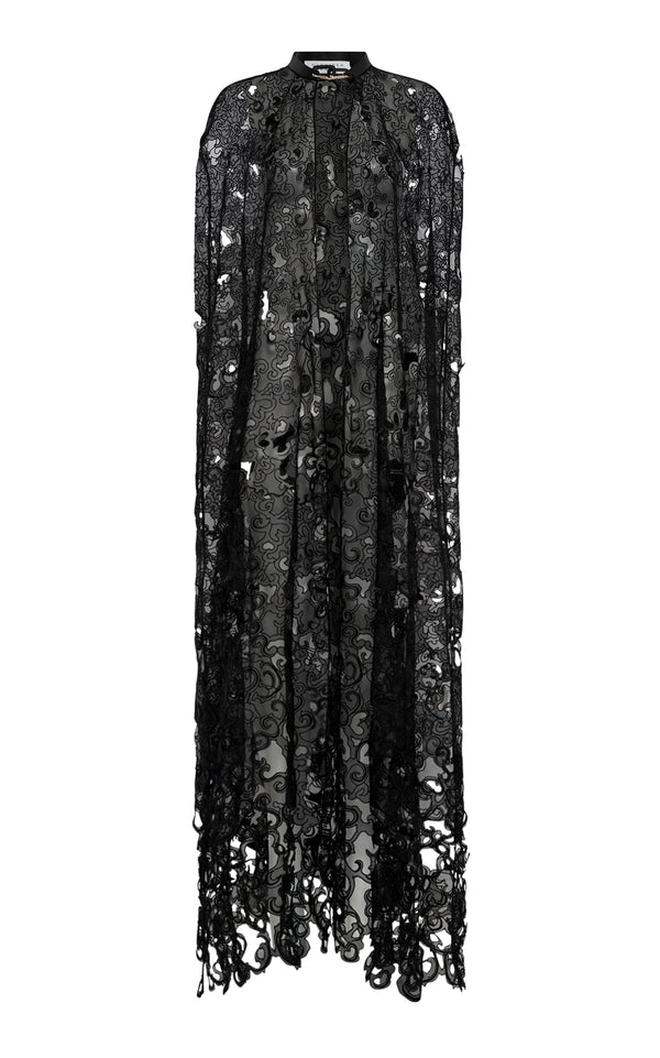 gabriela hearst Tarah Cape in Black Silk Organza Lace