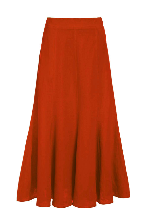 gabriela hearst Tate Midi Skirt in Red Clay Aloe Linen