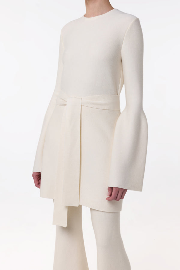 Gabriela Hearst Tenas Knit Mini Dress In Ivory Merino Wool Cashmere