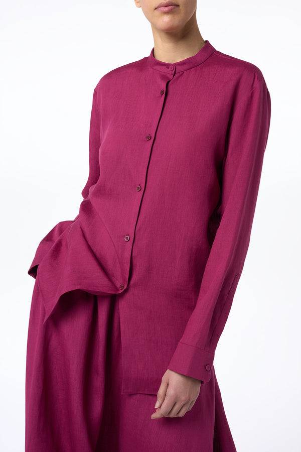 Gabriela Hearst Terra Shirt In Raspberry Aloe Linen