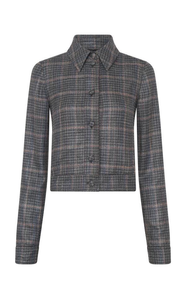 gabriela hearst Thereza Jacket in Charcoal Multi Wool Silk Clubcheck Plaid