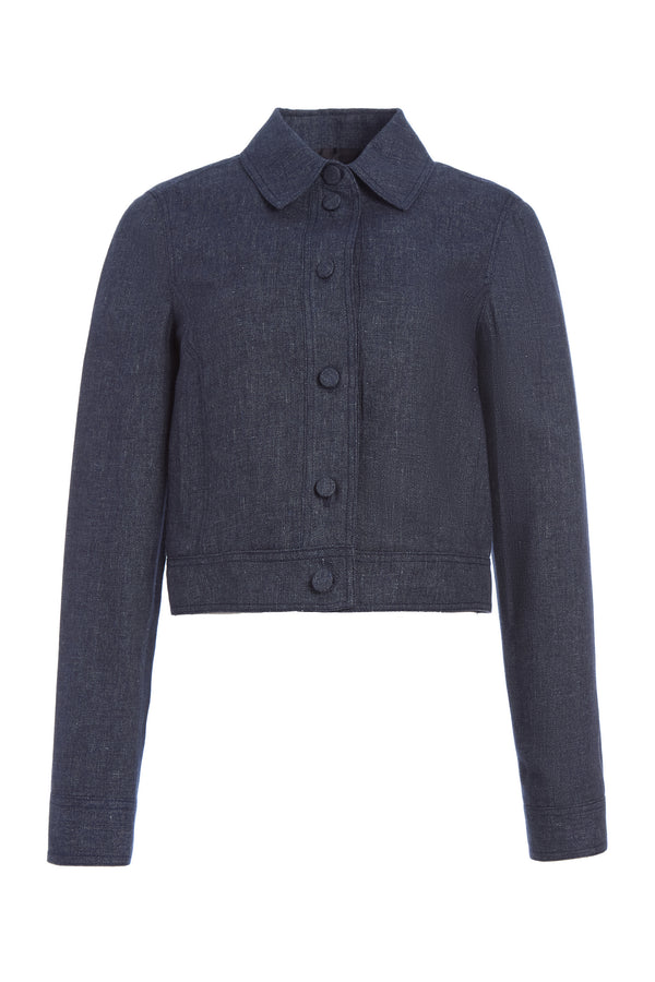 Gabriela Hearst Thereza Jacket In Navy Linen Virgin Wool
