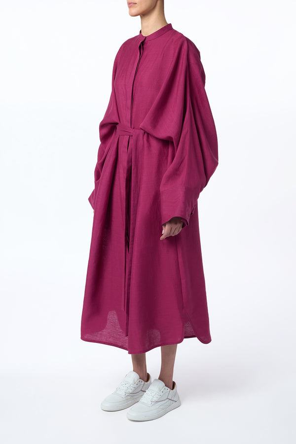 Gabriela Hearst Tilda Oversized Midi Dress In Raspberry Aloe Linen