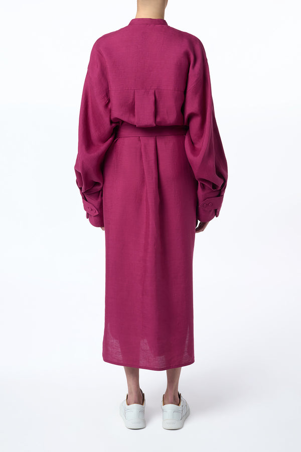Gabriela Hearst Tilda Oversized Midi Dress In Raspberry Aloe Linen