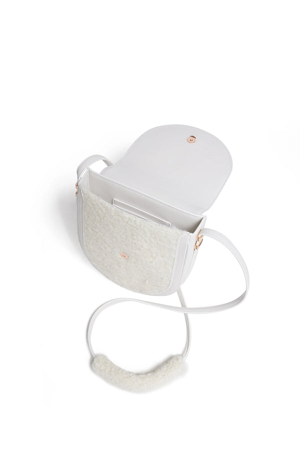 Gabriela Hearst Tina Crossbody Bag In Ivory Nappa Leather With Cashmere Boucle