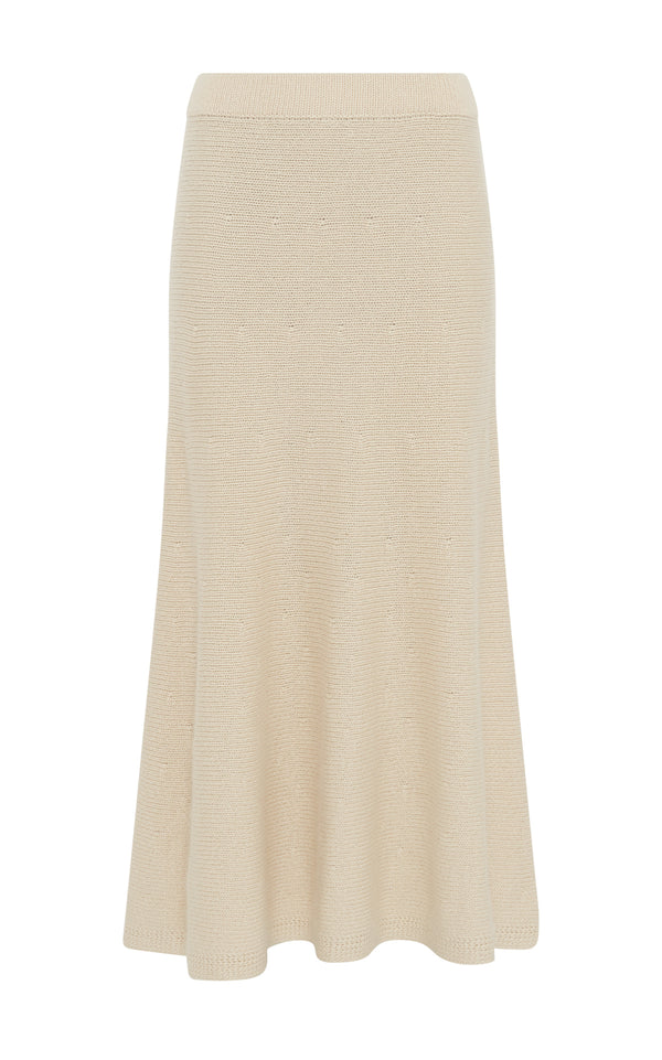 gabriela hearst Titan Knit Midi Skirt in Ivory Cashmere