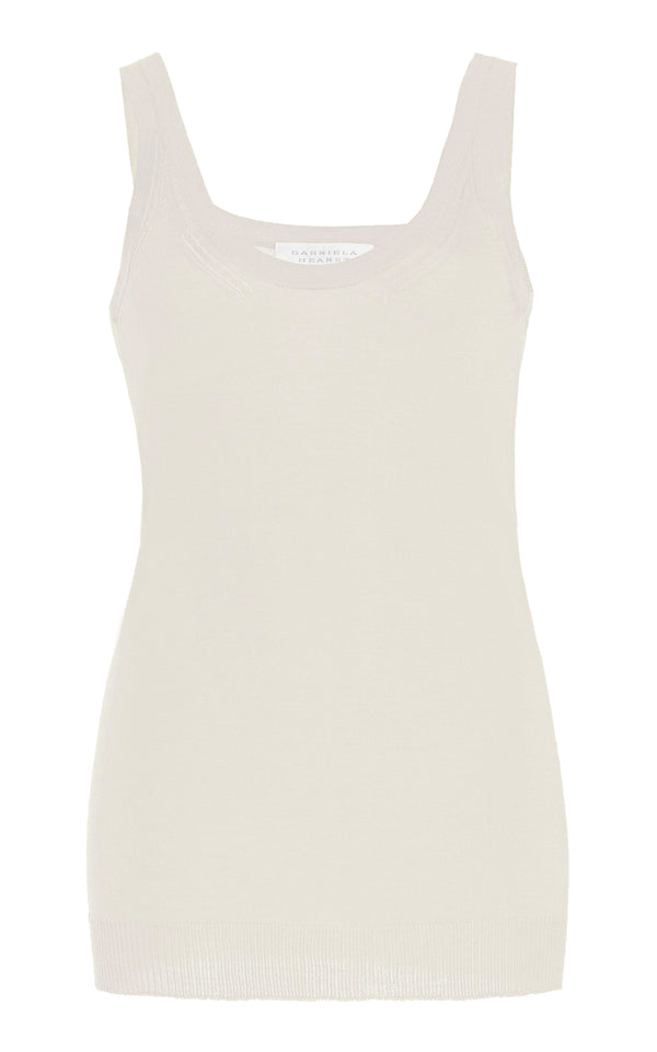 gabriela hearst Toby Knit Tank Top in Ivory Cashmere Silk