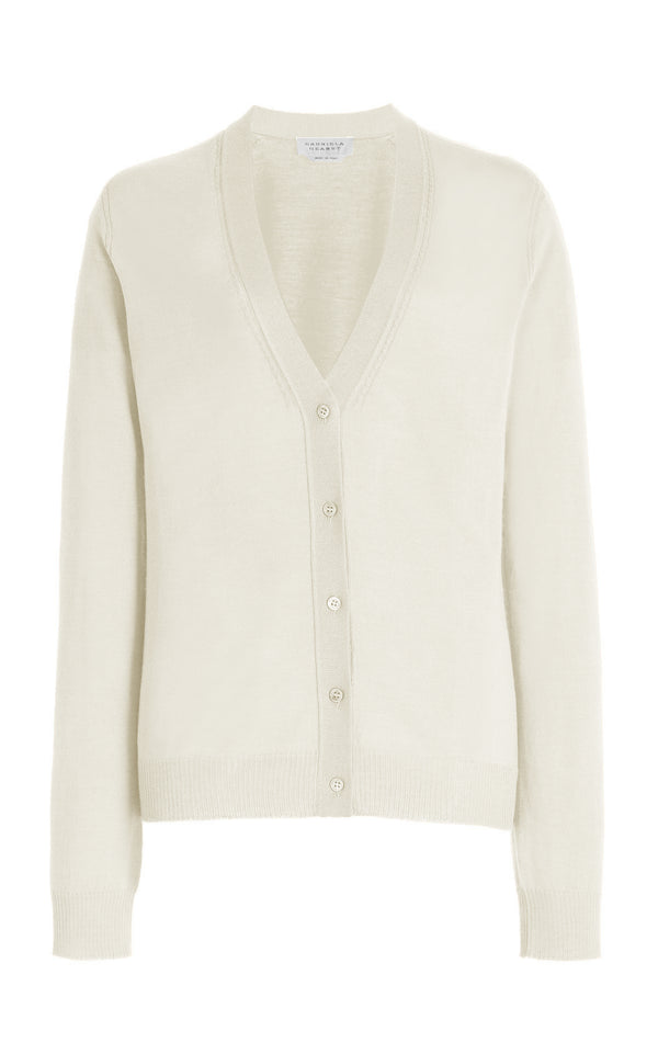 gabriela hearst Tori Knit Cardigan in Ivory Cashmere Silk