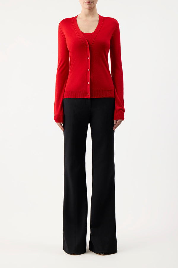 Gabriela Hearst Tori Knit Cardigan In Red Topaz Cashmere Silk
