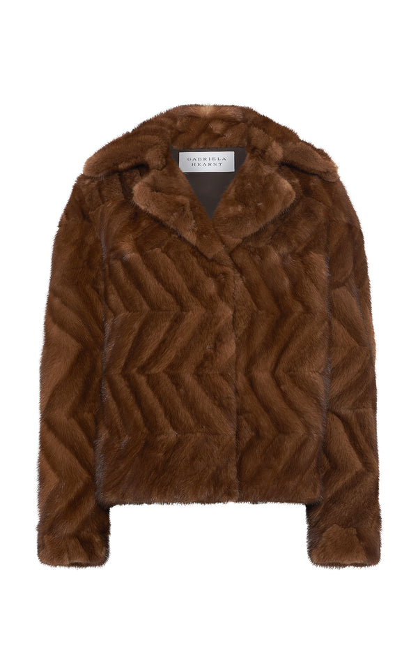 Gabriela Hearst Torstein Coat In Mahogany Recycled Mink Fur