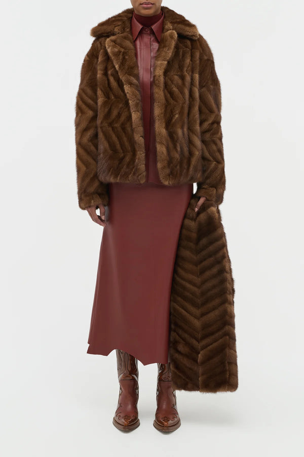 Gabriela Hearst Torstein Coat In Mahogany Recycled Mink Fur