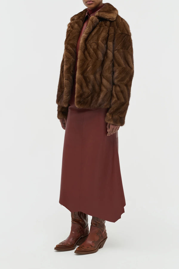 Gabriela Hearst Torstein Coat In Mahogany Recycled Mink Fur