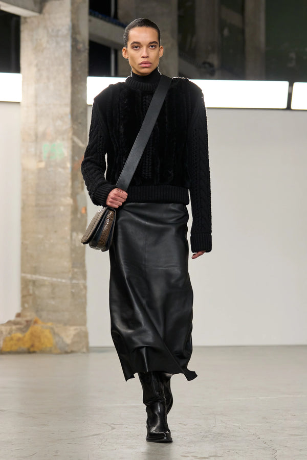 Gabriela Hearst Toth Knit Pullover In Black Cashmere & Shearling