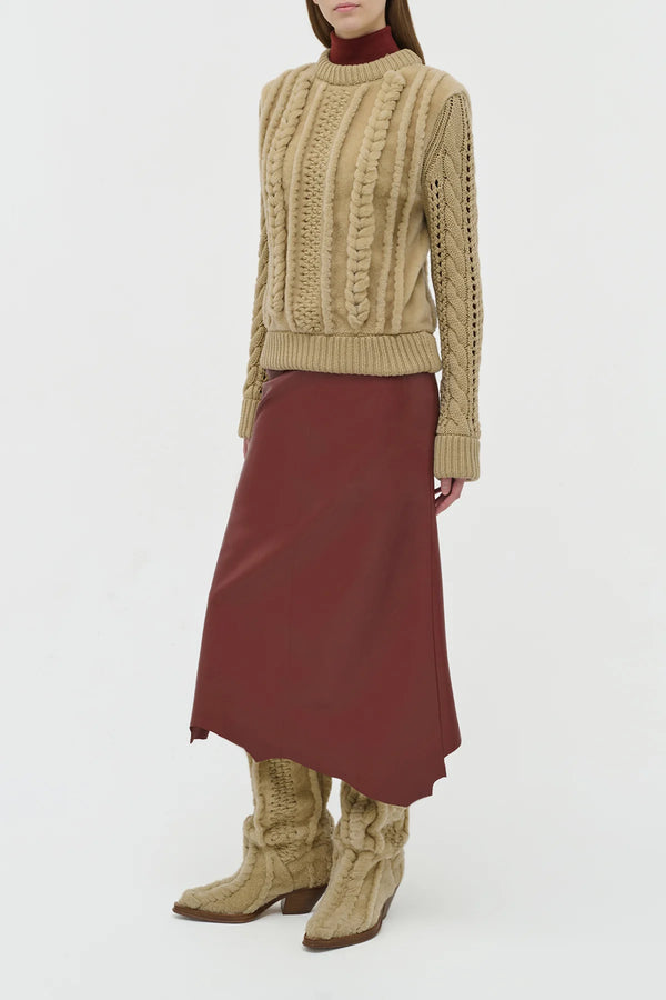 Gabriela Hearst Toth Knit Pullover In Natural Cashmere & Shearling