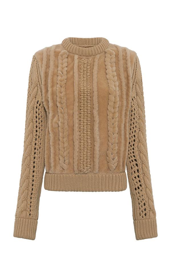 gabriela hearst Toth Knit Pullover in Natural Cashmere & Shearling