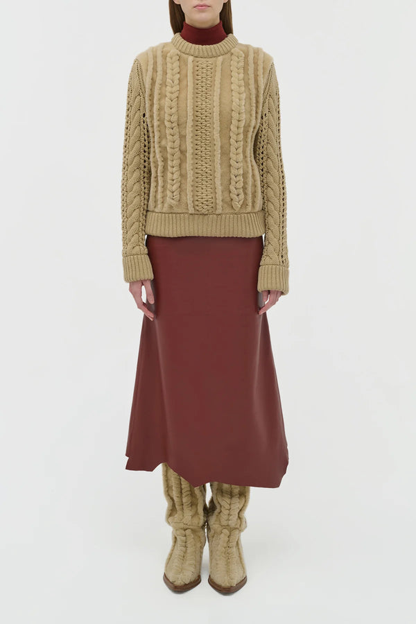 Gabriela Hearst Toth Knit Pullover In Natural Cashmere & Shearling