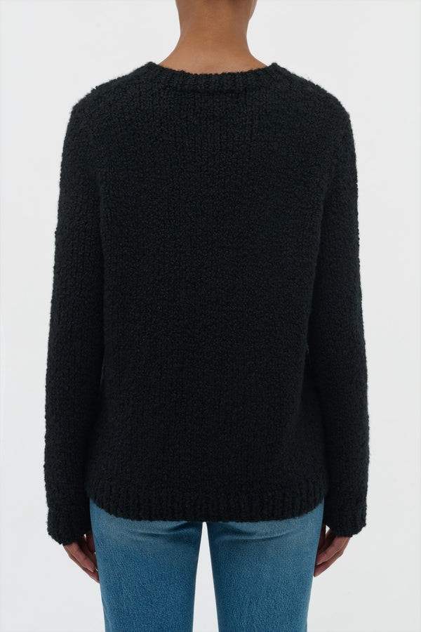 Gabriela Hearst Typhon Knit Sweater In Black Cashmere Boucle