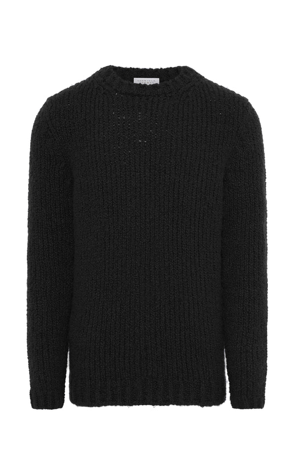 Gabriela Hearst Typhon Knit Sweater In Black Cashmere Boucle