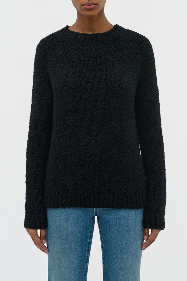 Gabriela Hearst Typhon Knit Sweater In Black Cashmere Boucle