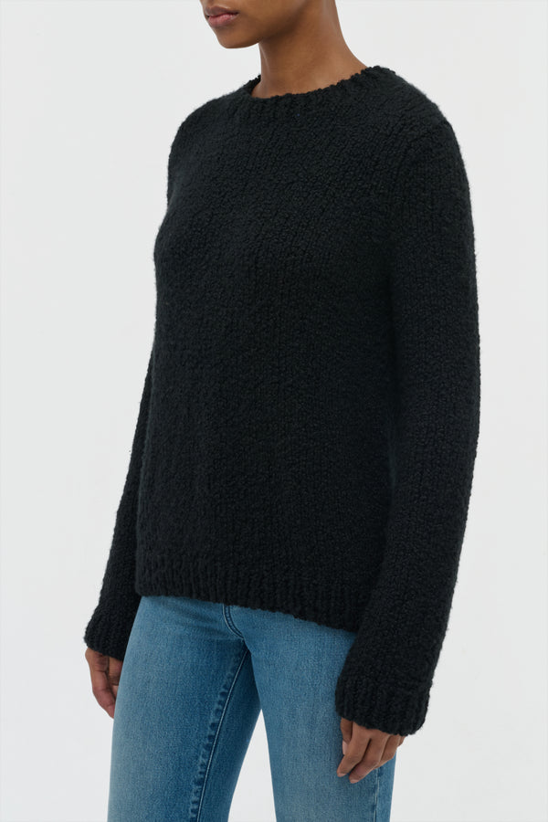 Gabriela Hearst Typhon Knit Sweater In Black Cashmere Boucle