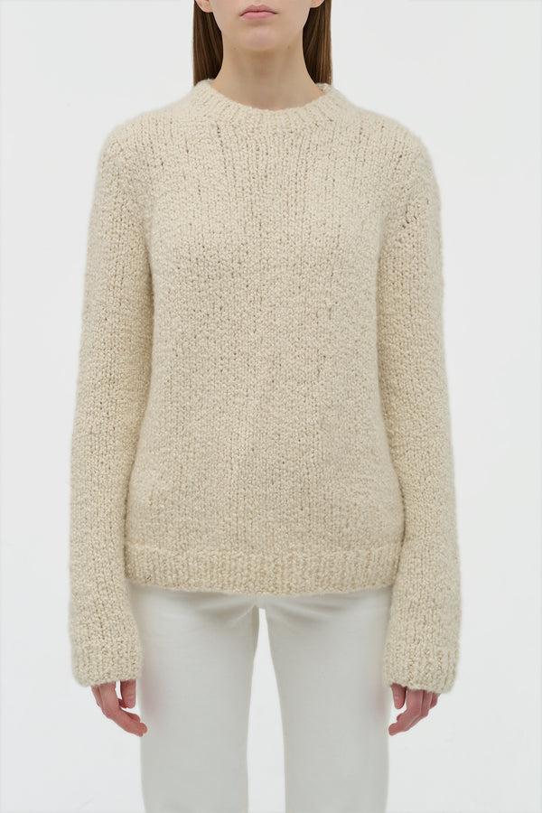 Gabriela Hearst Typhon Knit Sweater In Ivory Cashmere Boucle