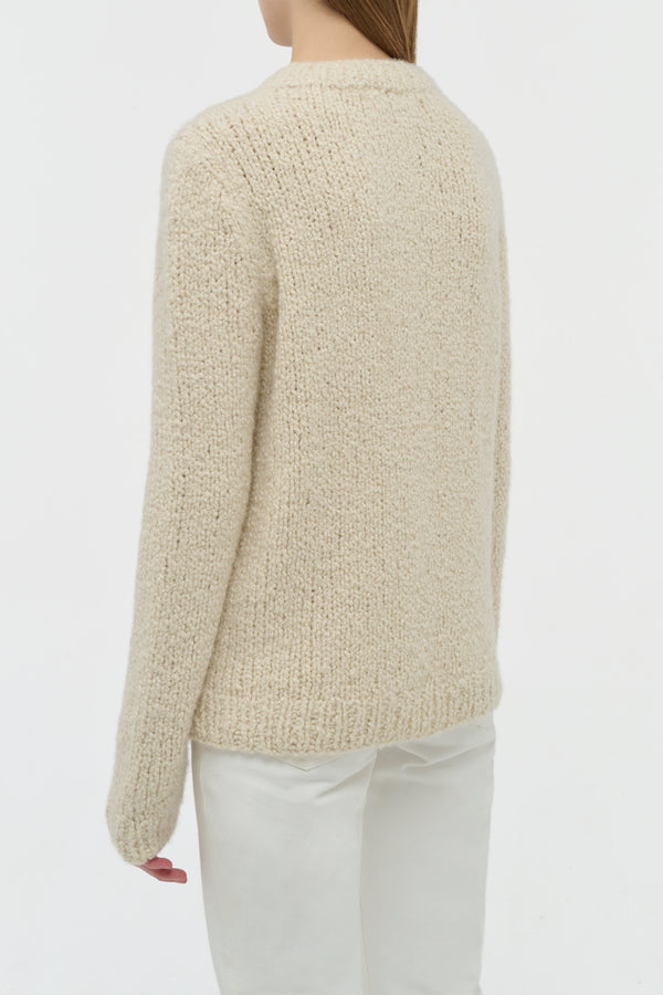 Gabriela Hearst Typhon Knit Sweater In Ivory Cashmere Boucle