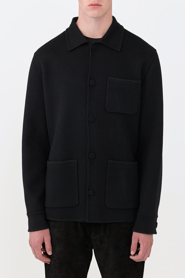Gabriela Hearst Ulu Chore Jacket In Black Double Face Recycled Cashmere