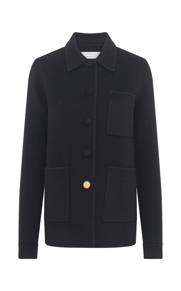 gabriela hearst Ulu Chore Jacket in Black Double-Face Recycled Cashmere