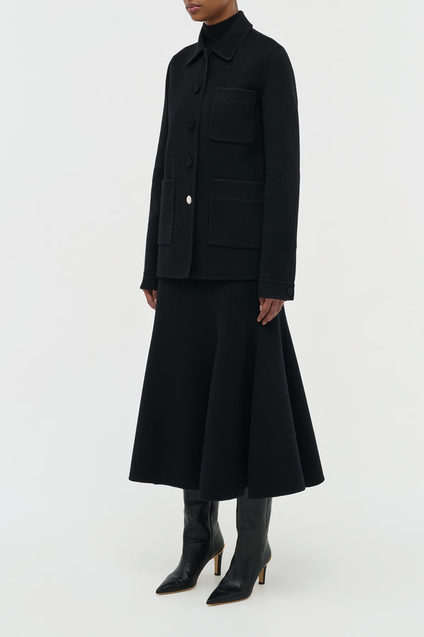 Gabriela Hearst Ulu Chore Jacket In Black Double-Face Recycled Cashmere
