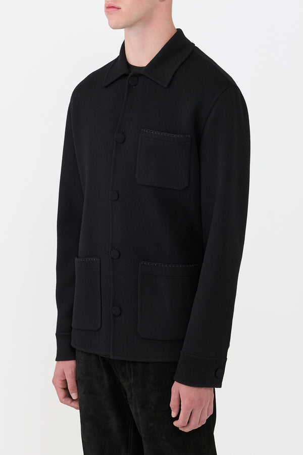 Gabriela Hearst Ulu Chore Jacket In Black Double Face Recycled Cashmere