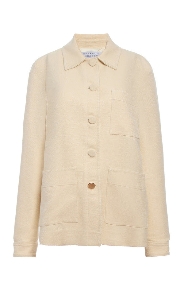 gabriela hearst Ulu Chore Jacket in Ivory Silk Tweed