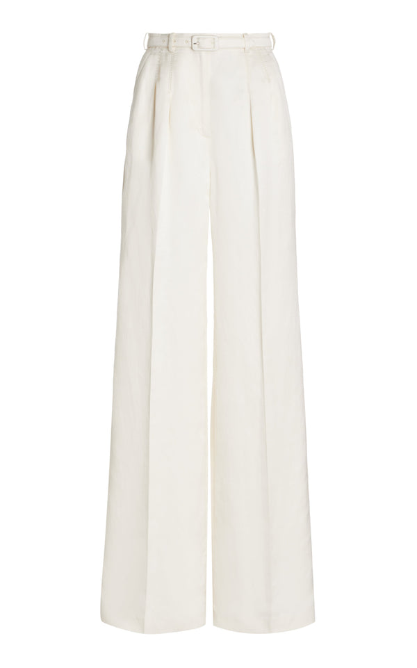 gabriela hearst Vargas Pant in Ivory Silk Linen Satin