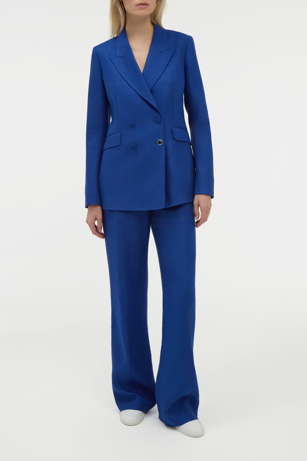 Gabriela Hearst Vesta Flare Pant In Cobalt Linen Twill