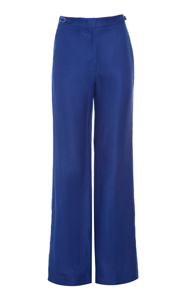 gabriela hearst Vesta Flare Pant in Cobalt Linen Twill