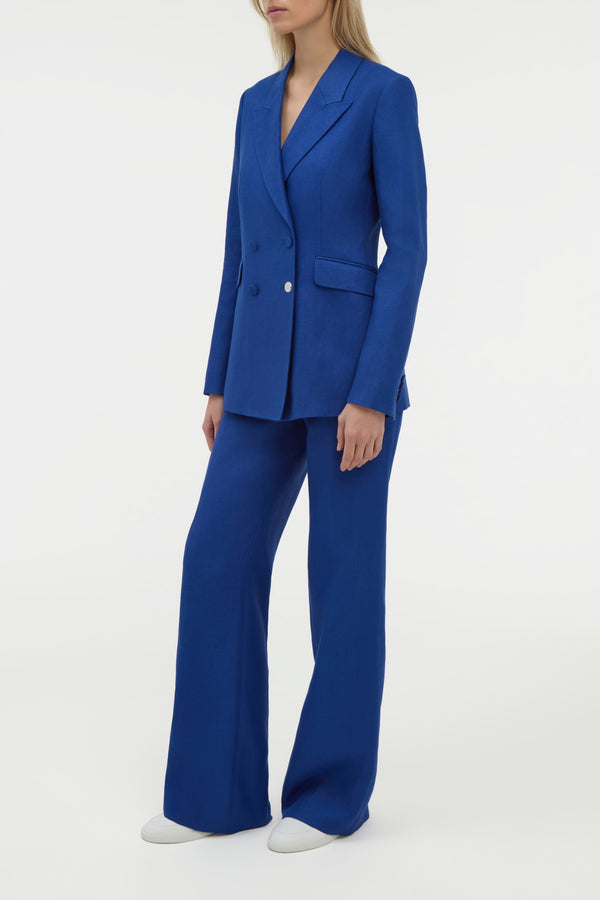 Gabriela Hearst Vesta Flare Pant In Cobalt Linen Twill