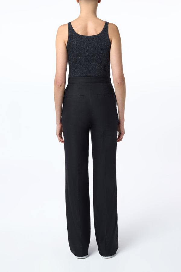 Gabriela Hearst Vesta Flared Pant In Black Virgin Wool Silk With Linen