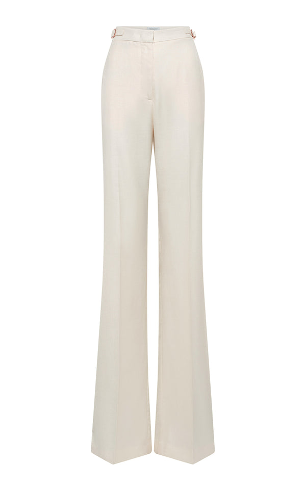 gabriela hearst Vesta Flared Pant in Ivory Virgin Wool Silk with Linen