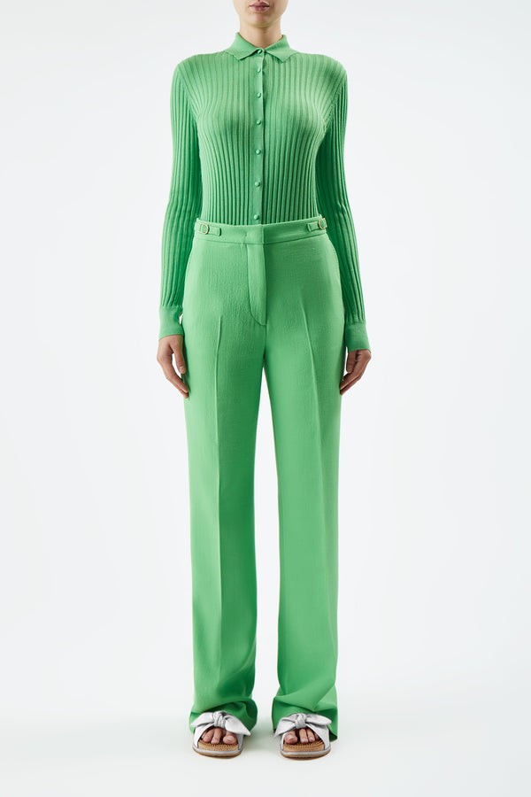 Gabriela Hearst Vesta Pant In Fluorescent Green Virgin Wool Crepe