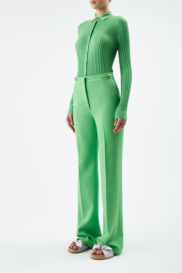 Gabriela Hearst Vesta Pant In Fluorescent Green Virgin Wool Crepe
