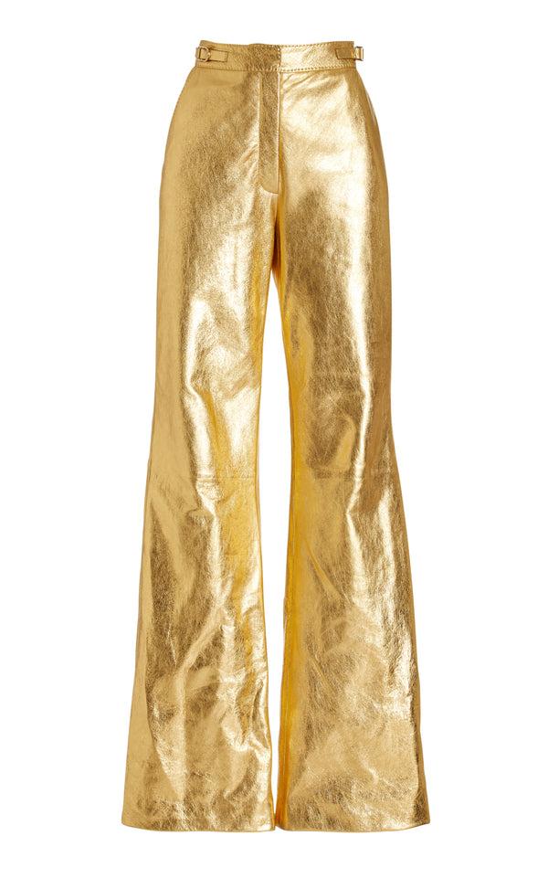 gabriela hearst Vesta Pant in Gold Metallic Nappa Leather