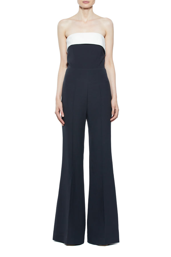 Gabriela Hearst Vicky Jumpsuit In Black & Ivory Silk Wool Cady