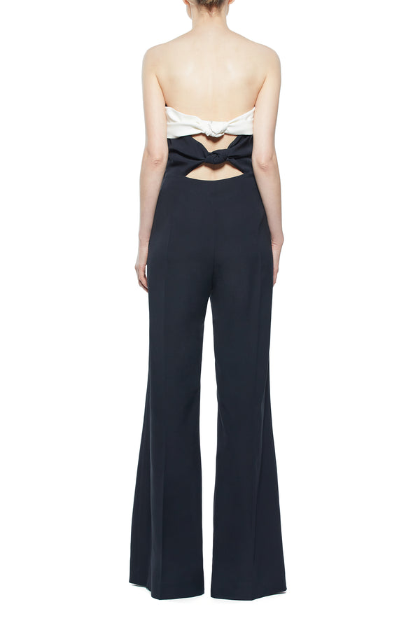 Gabriela Hearst Vicky Jumpsuit In Black & Ivory Silk Wool Cady