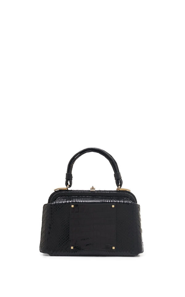 Gabriela Hearst Vintage No.7 Bag In Black Snakeskin & Crocodile Leather