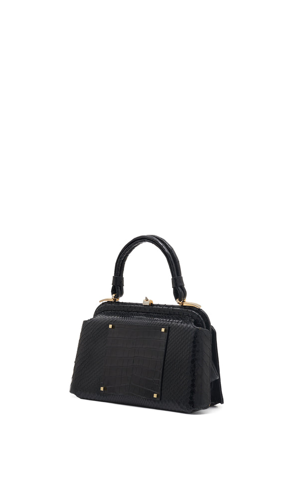 Gabriela Hearst Vintage No.7 Bag In Black Snakeskin & Crocodile Leather