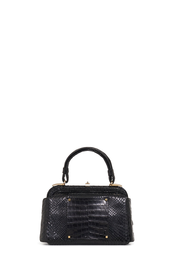 gabriela hearst Vintage No.7 Bag in Black Snakeskin & Crocodile Leather