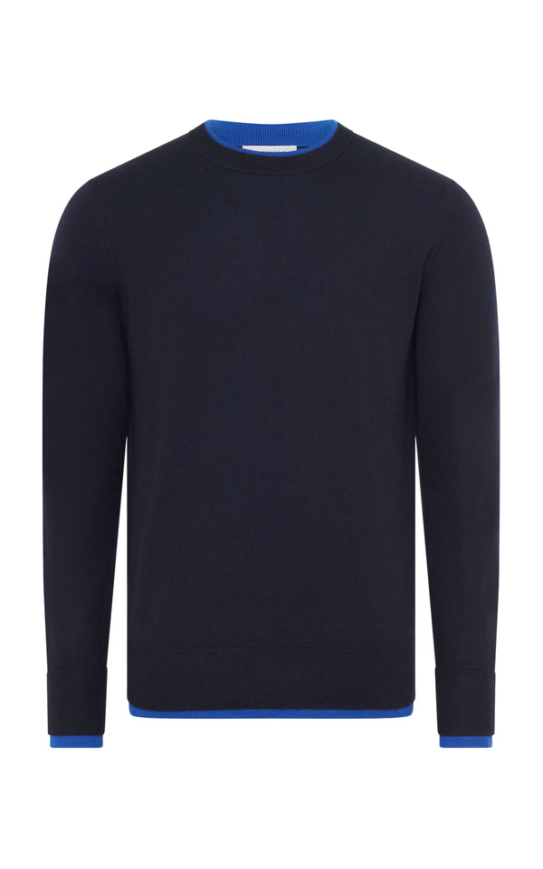 gabriela hearst Wells Knit Sweater in Navy & Cobalt Cashmere Silk