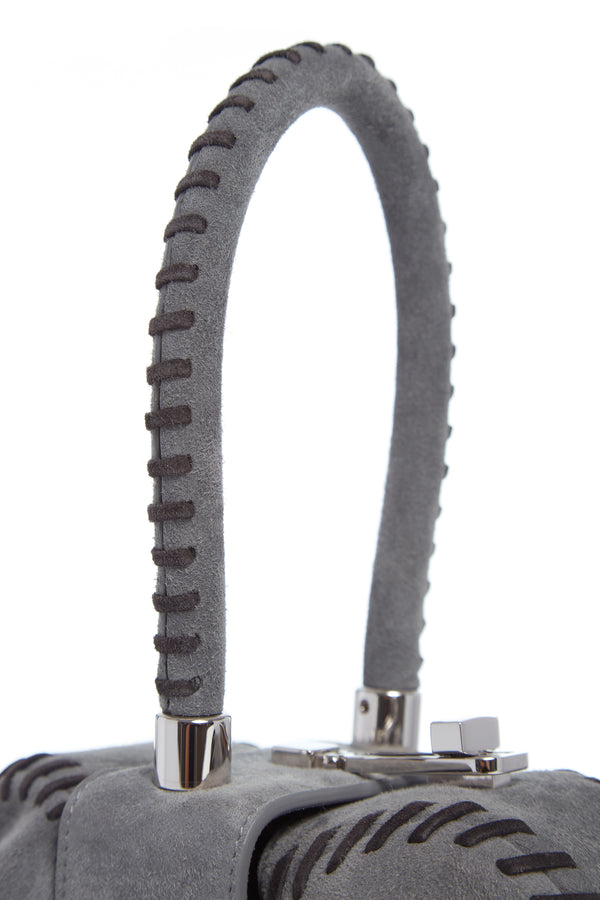 Gabriela Hearst Whipstitch Demi Bag In Charcoal Suede