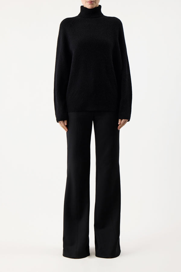 Gabriela Hearst Wigman Knit Turtleneck Sweater In Black Cashmere