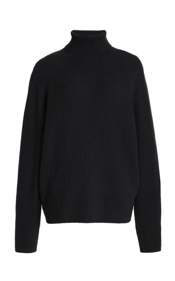 gabriela hearst Wigman Knit Turtleneck Sweater in Black Cashmere
